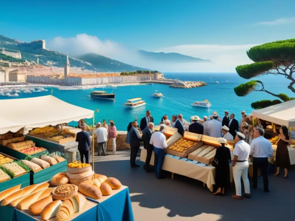 Un vibrante mercado gastronómico en el Festival de Cannes, con delicias francesas y ambiente festivo