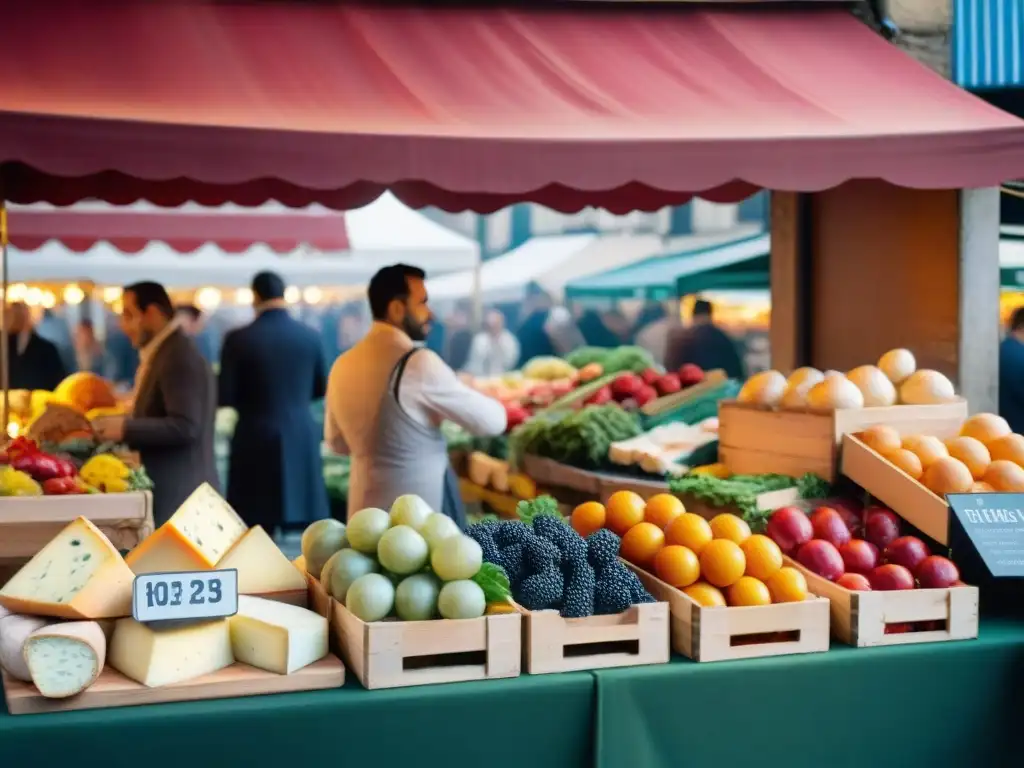 Un vibrante mercado parisino, reflejo de la influencia gastronómica francesa en un ambiente cultural y tradicional