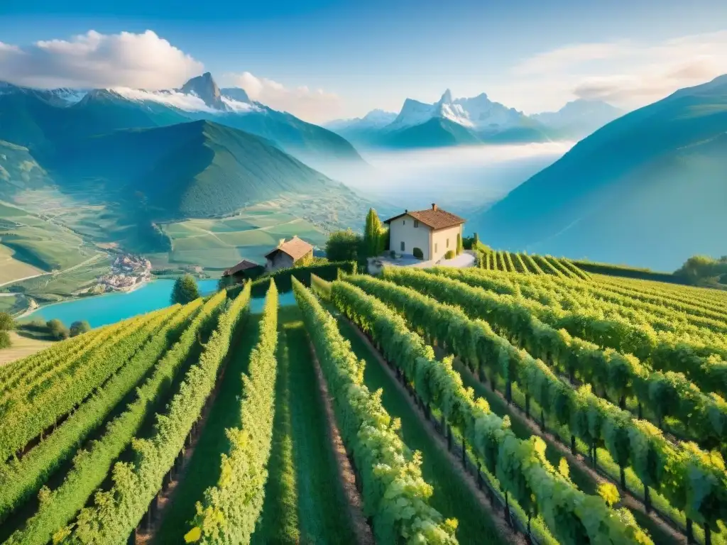 Vibrantes viñedos alpinos en Savoie, Francia