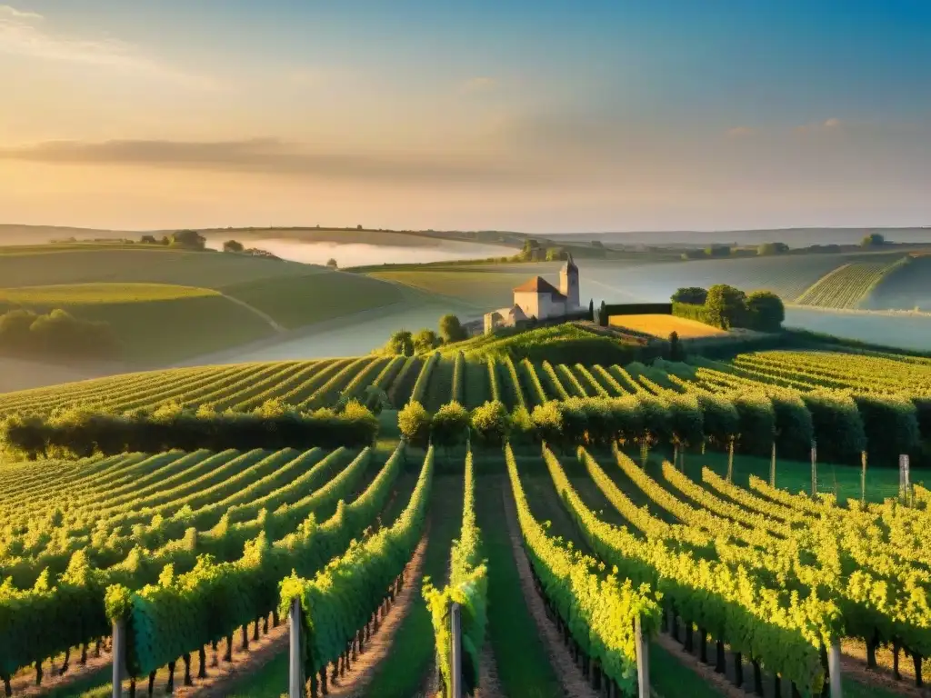 Vibrantes viñedos al atardecer en Cognac y Armagnac, diferencias entre Cognac y Armagnac