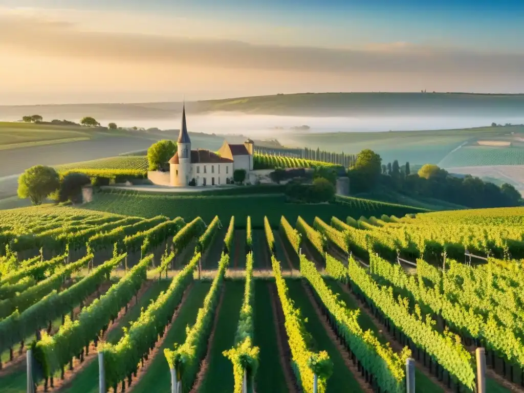 Vibrantes viñedos de Burdeos y Borgoña, reflejando la rica historia y tradición vinícola