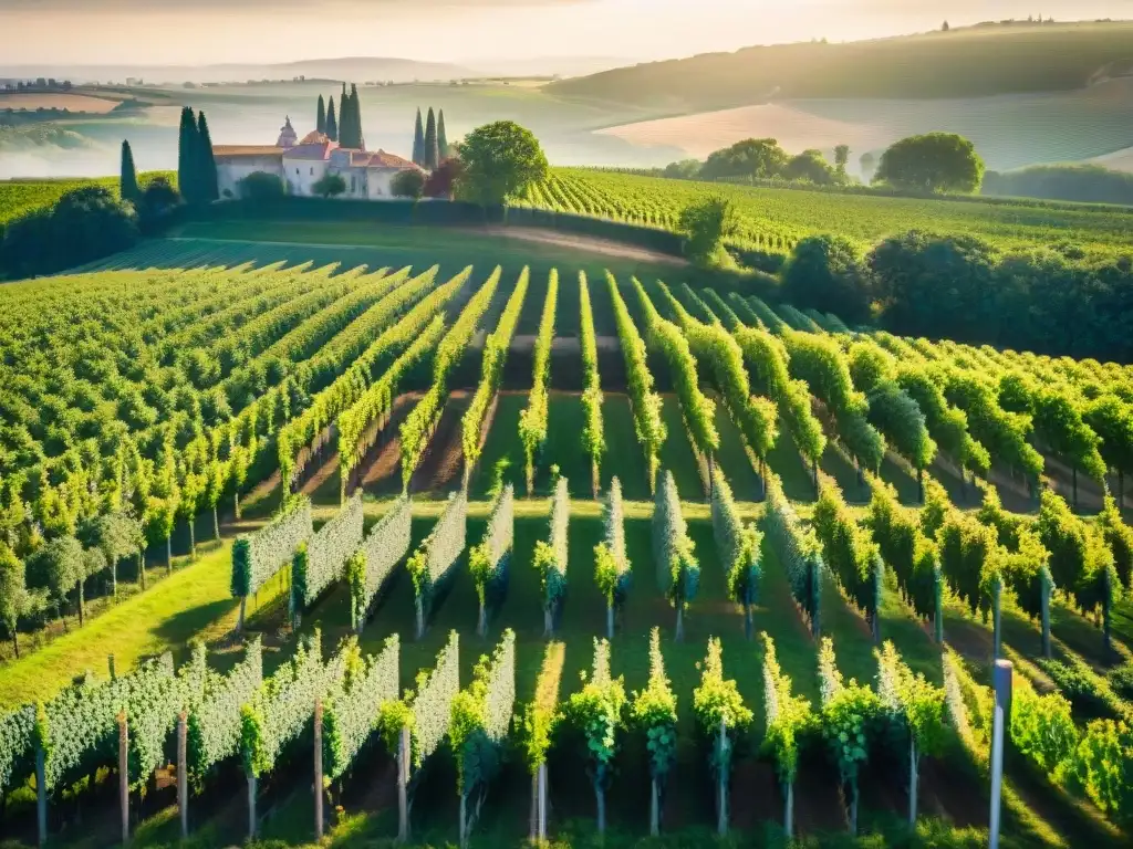 Vibrantes viñedos de Bordeaux, Francia, bajo el cálido sol