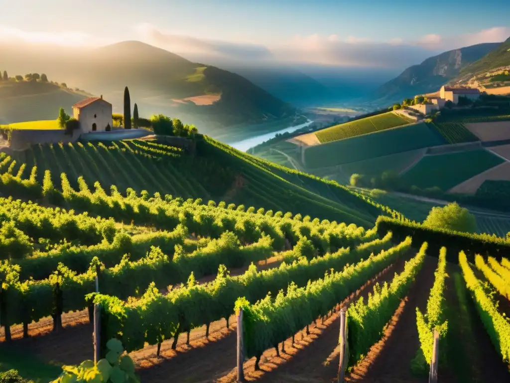 Vibrantes viñedos del Valle del Ródano en Francia