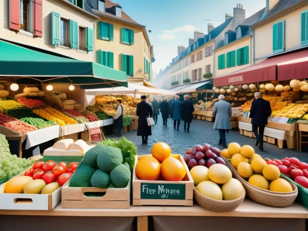 Vida saludable con la diversidad y abundancia de la gastronomía francesa en un mercado al aire libre