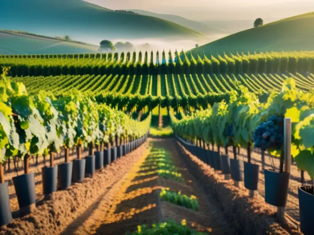 Vinedo avanzado en la campiña francesa