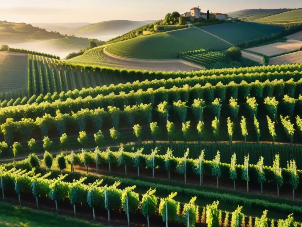 Un viñedo biodinámico en el campo francés: maridaje vinos biodinámicos platos orgánicos Francia