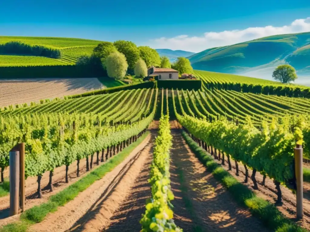 Viñedo en la campiña francesa con las festividades de la primavera, ideal para los mejores vinos blancos franceses