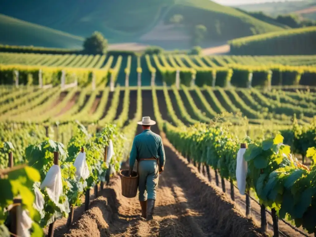 Vinedo en la región de Champagne, raíces en suelo calcáreo