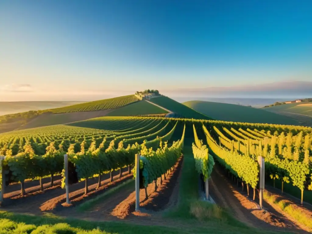 Vinedo de champagne al amanecer, trabajadores inspeccionando uvas