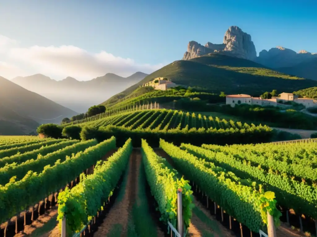 Viñedo en Córcega con carácter, bañado por el sol mediterráneo y rodeado de montañas escarpadas