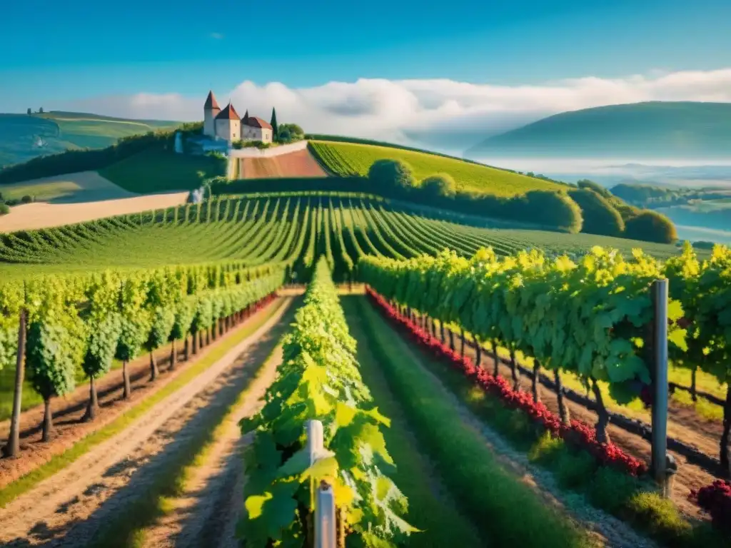 Un viñedo exuberante en la región de Jura, Francia