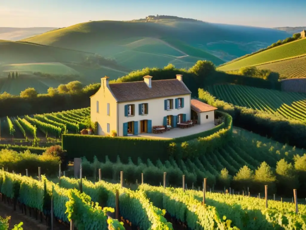 Viñedo francés al amanecer: tradición y modernidad se entrelazan en la producción de vinos blancos