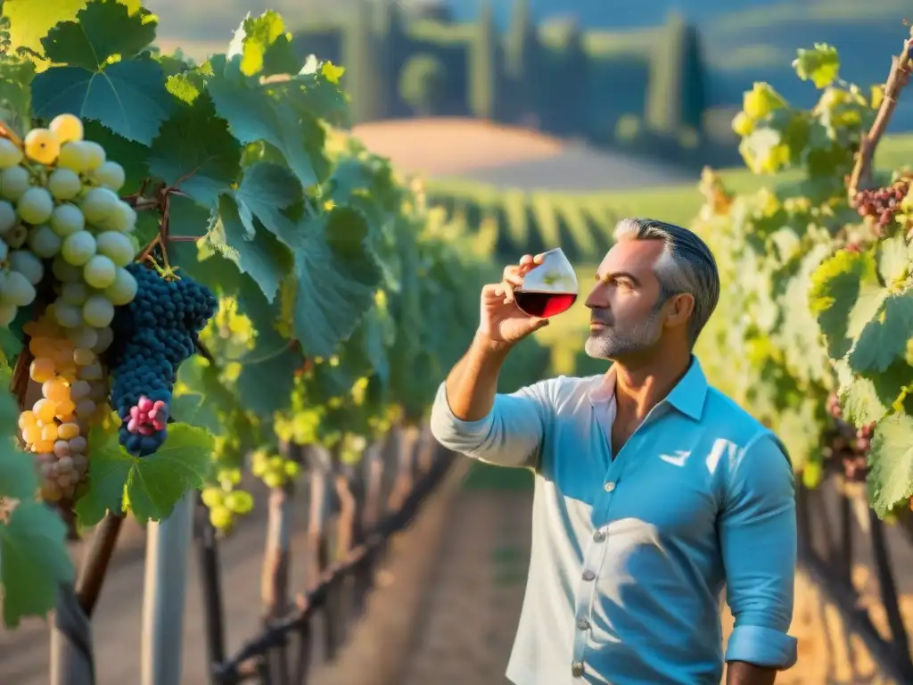 Un viñedo pintoresco en la región de la Provenza, con cuidadosas uvas rosadas y paisaje idílico