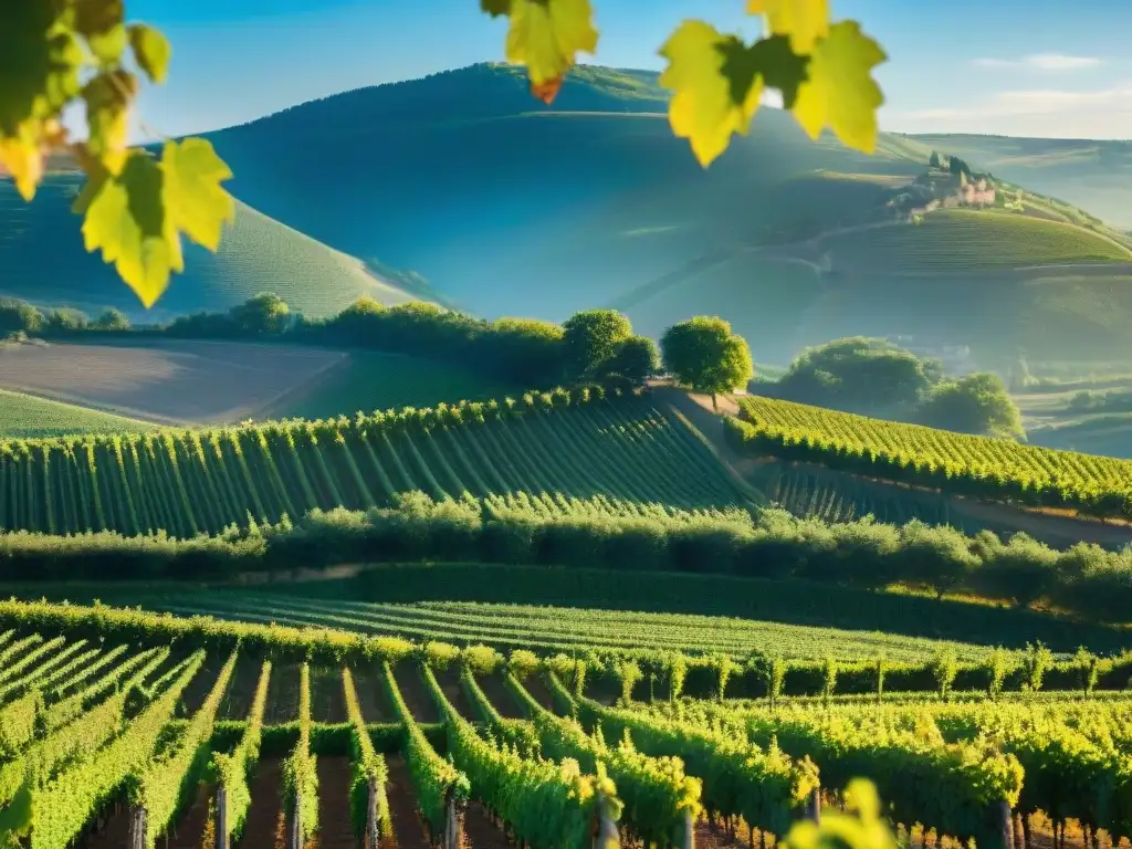 Viñedo idílico en Borgoña: tradición vinícola en alta resolución Viñedo pintoresco en Borgoña, Francia