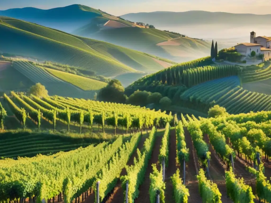 Viñedos de Borgoña al atardecer, reflejando la influencia cultural en la gastronomía de la región