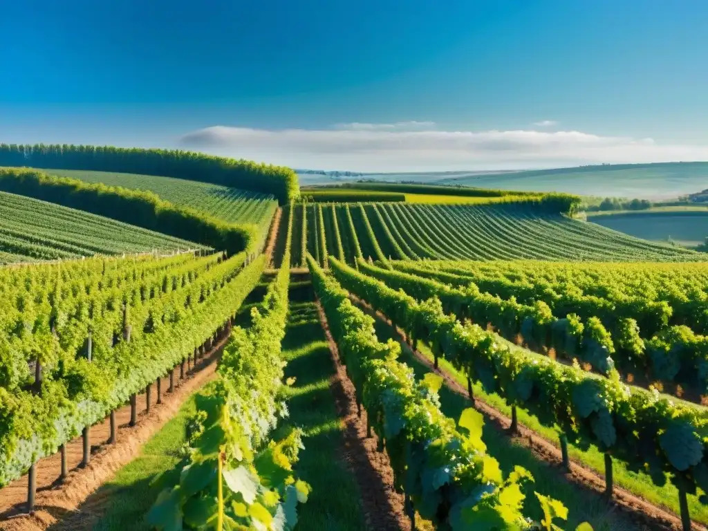 Vinedos exuberantes de la región de Champagne en Francia, historia evolución champagne bebida exclusiva