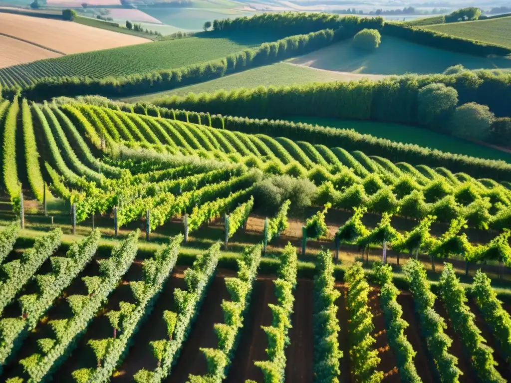 Los vinos biodinámicos en la gastronomía francesa: viñedos verdes y ordenados bajo el cielo azul