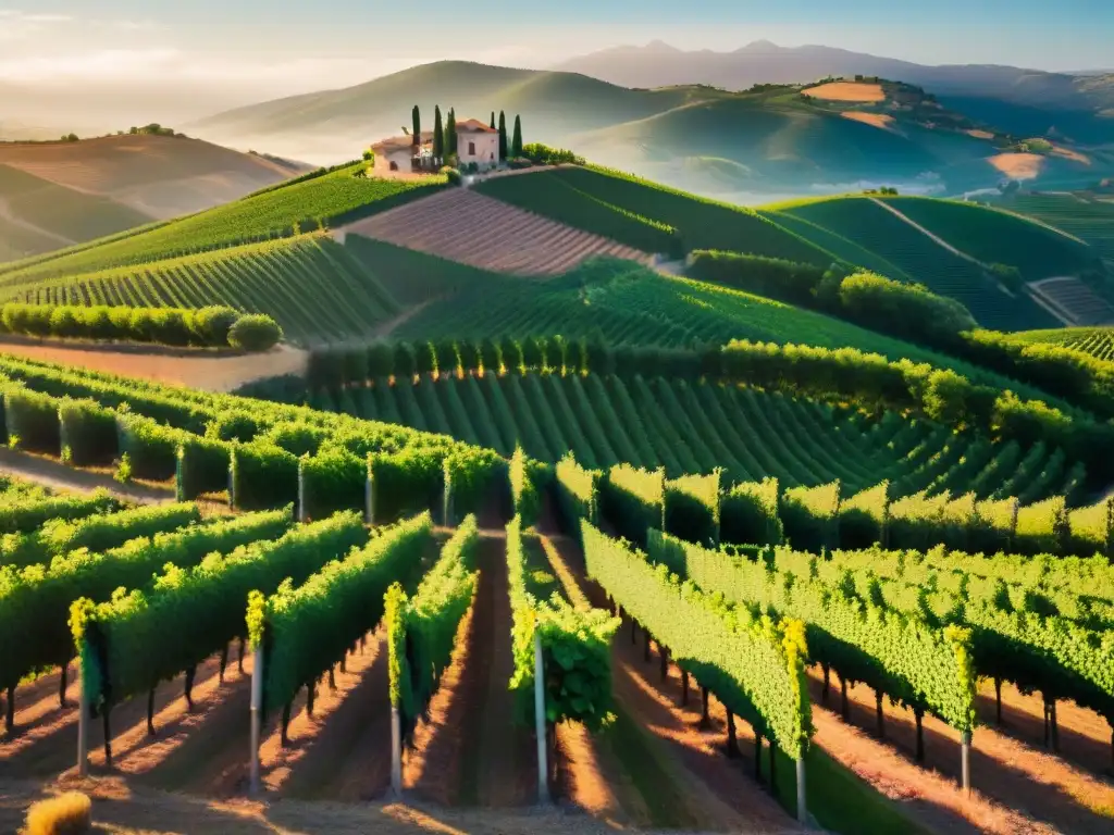 Vinos rosados de la Provenza: Viñedo al atardecer con uvas rosadas y viñadores locales cosechando en un entorno pintoresco