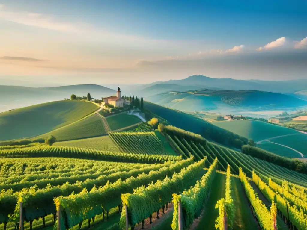 Vinos únicos Savoia: viñedos verdes y montañas majestuosas bajo cielo azul, un paisaje cautivador lleno de encanto rural