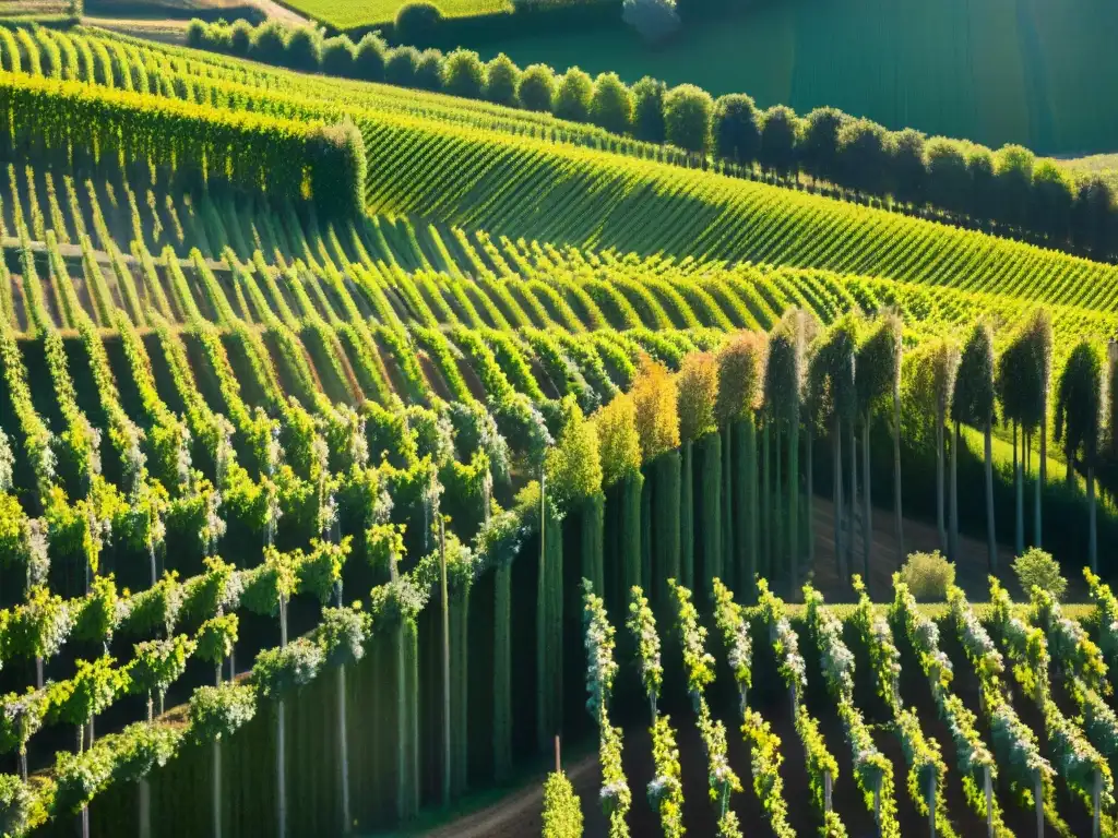 Vista aérea detallada de los viñedos de la región de Champagne en Francia, con bodegas y trabajadores