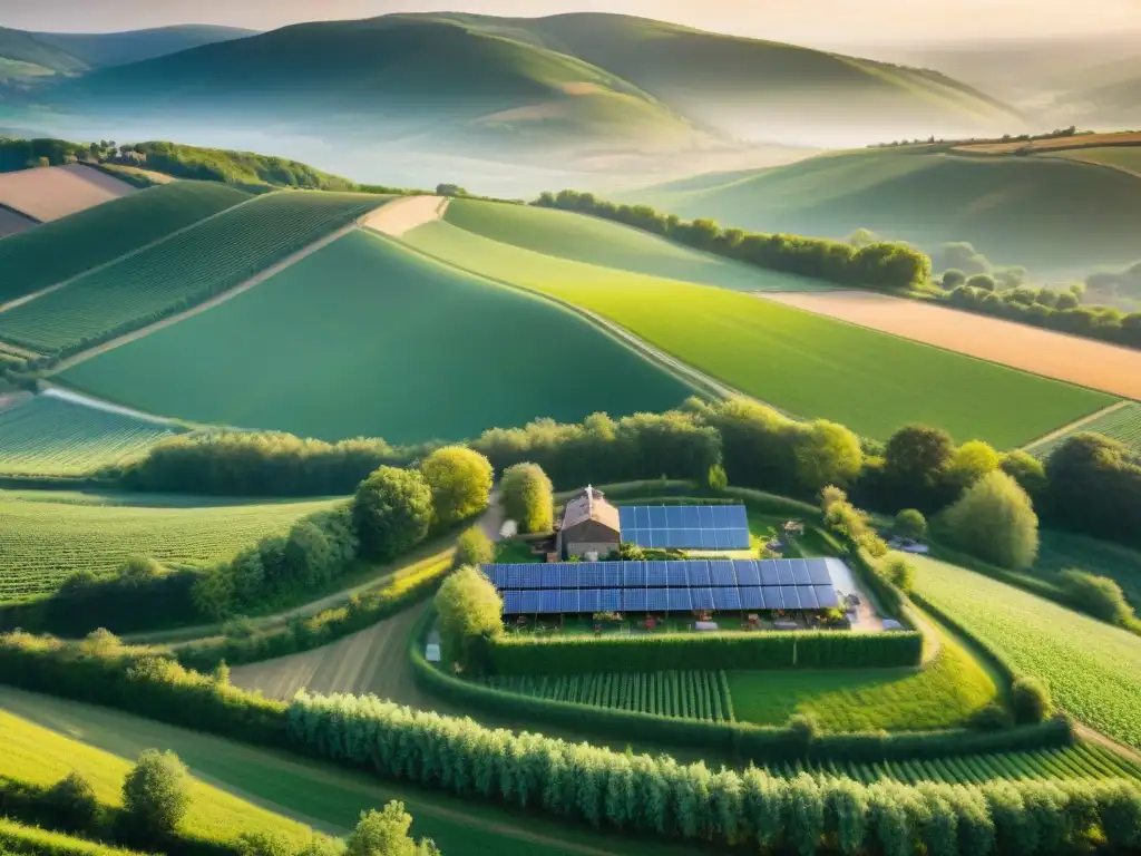 Vista aérea impresionante de cervecerías artesanales francesas sostenibles en paisaje campestre