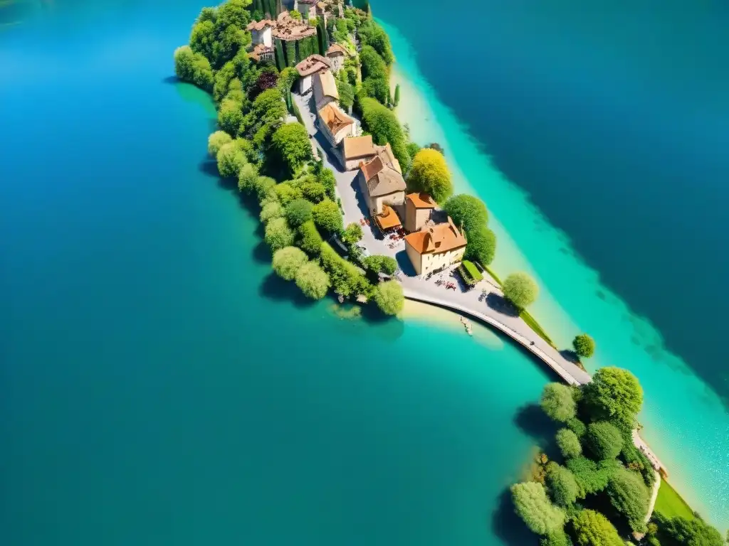 Vista aérea impresionante del encantador pueblo alpino de Annecy en los Alpes franceses, parte de la Ruta del queso en Francia