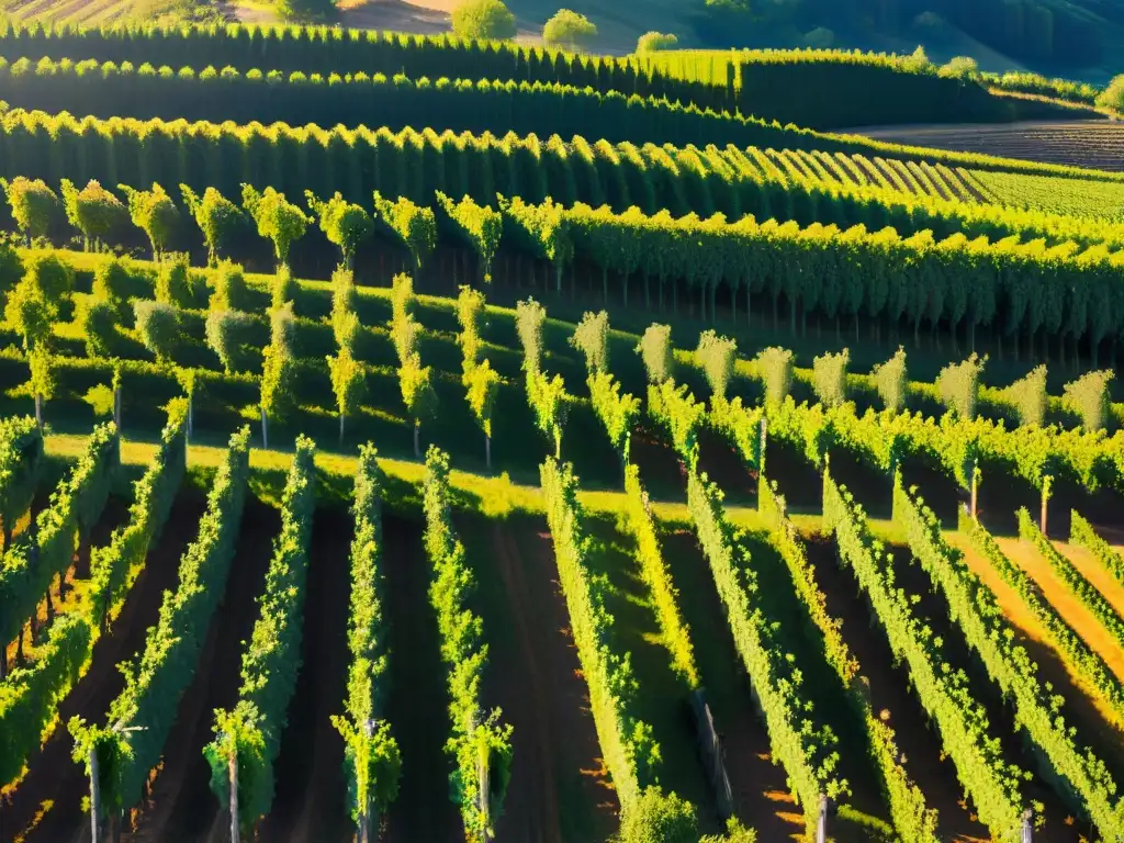 Vista aérea impresionante de viñedos en Francia, destacando los patrones del terroir