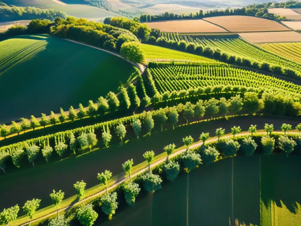 Vista aérea impresionante de viñedos en la región vinícola prestigiosa de Francia, resaltando la diversidad del terroir