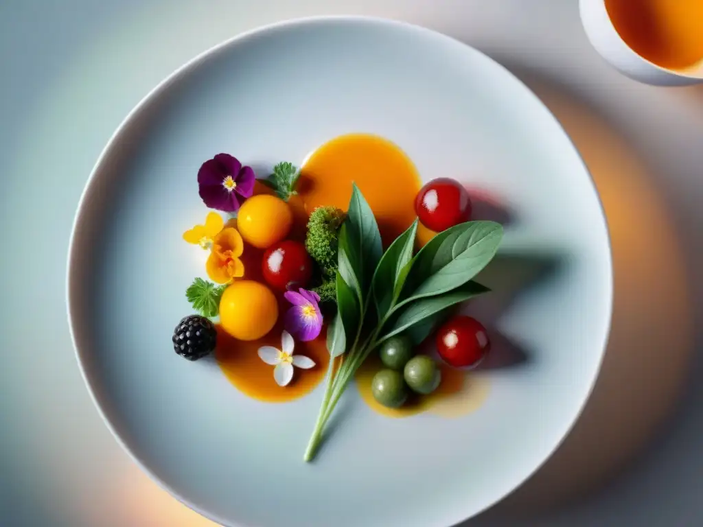 Una vista detallada de un exquisito plato francés, con una armoniosa paleta de colores en gastronomía francesa