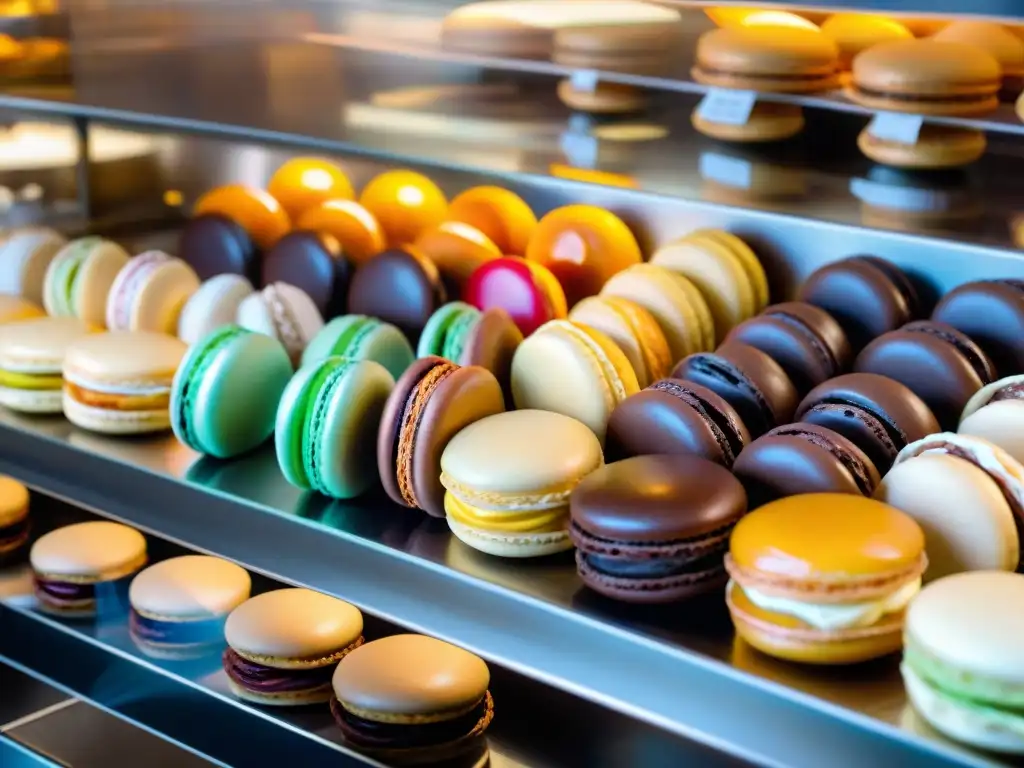 Vista detallada de pastelería francesa en París con chefs expertos y delicias como macarons y éclairs