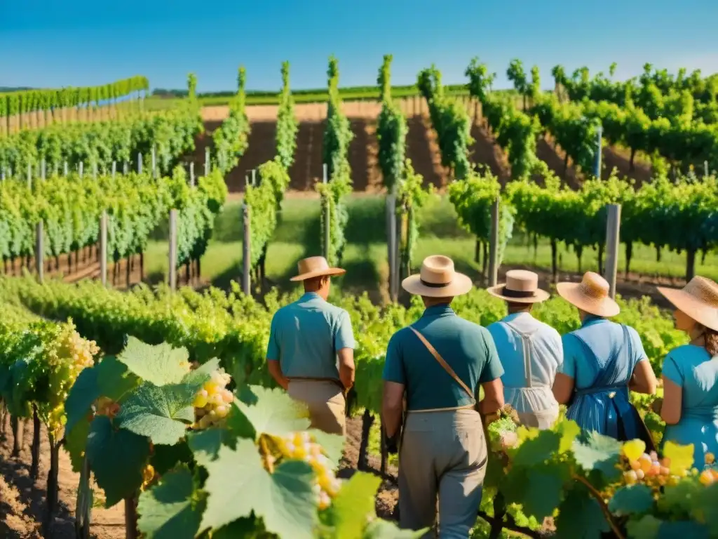 Vista idílica de viñedo en Francia con prácticas agrícolas sostenibles vino francés