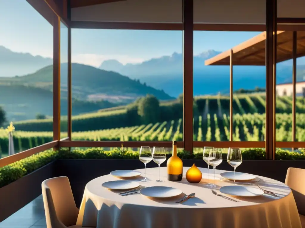 Vista panorámica de uno de los mejores restaurantes en Borgoña RódanoAlpes, entre viñedos y elegancia francesa al atardecer