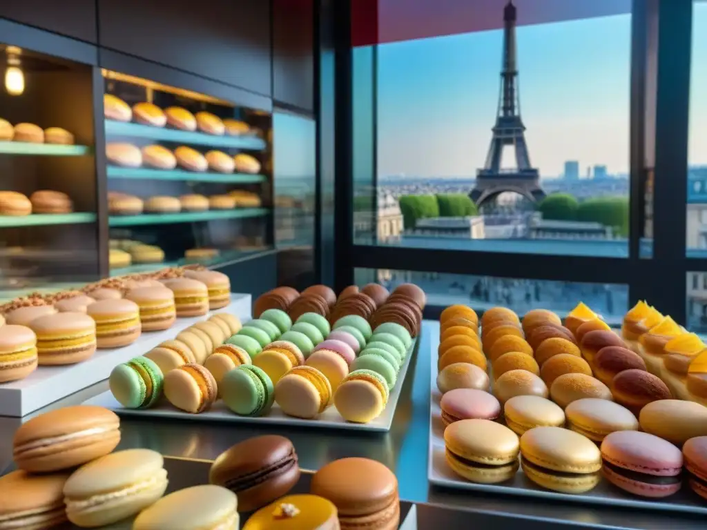 Vitrina de pastelería francesa con influencia de ingredientes árabes, fusionando sabores y culturas en París